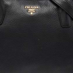 Pre Owned Prada Black Leather Vitello Daino Sacca 2 Manici Hobo