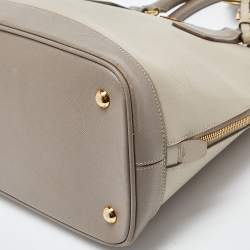 Pre Owned Prada Taupe Saffiano Lux Leather Medium Promenade Satchel