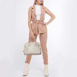 Pre Owned Prada Taupe Saffiano Lux Leather Medium Promenade Satchel