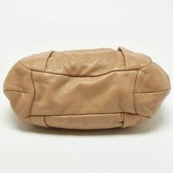 Pre Owned Prada Beige Shine Leather Zip Hobo