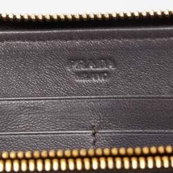Pre Owned Prada Dark Grey Gaufre Leather Zip Around Wallet