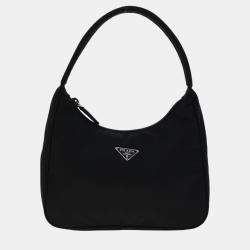 Vintage Prada Black Nylon Hobo Shoulder Bag