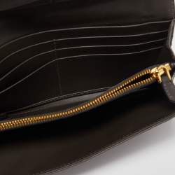 Pre Owned Prada Grey Ostrich Leather Logo Flap Continental Wallet