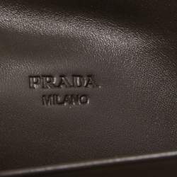 Pre Owned Prada Grey Ostrich Leather Logo Flap Continental Wallet