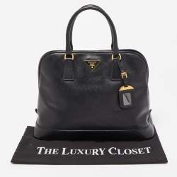 مملوكة مسبقًا Prada Black Saffiano Lux Leather Large Promenade Satchel
