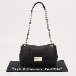 Prada Black Quilted Nylon Bomber Chain Shoulder Bag