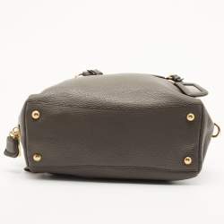 مملوكة مسبقًا Prada Dark Grey Vitello Daino Leather Bauletto Bag
