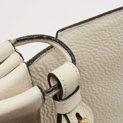 Pre Owned Prada Off White Leather Flap Crossbody Bag