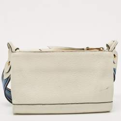 Pre Owned Prada Off White Leather Flap Crossbody Bag