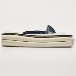 Pre Owned Prada Off White Leather Flap Crossbody Bag