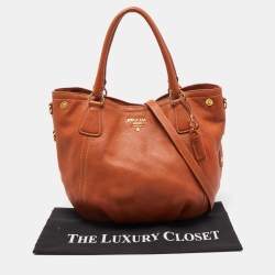 Pre Owned Prada Rust Vitello Daino Leather Sacca 2 Manici Hobo