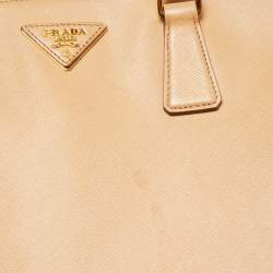 Pre Owned Prada Beige Saffiano Lux Leather Large Galleria Double Zip Tote