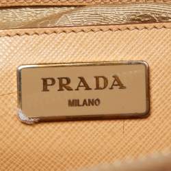 Pre Owned Prada Beige Saffiano Lux Leather Large Galleria Double Zip Tote
