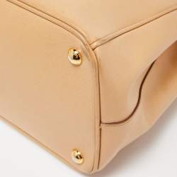 Pre Owned Prada Beige Saffiano Lux Leather Large Galleria Double Zip Tote