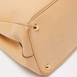 Pre Owned Prada Beige Saffiano Lux Leather Large Galleria Double Zip Tote