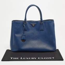 Pre Owned Prada Blue Saffiano Leather Large Gardener's Tote