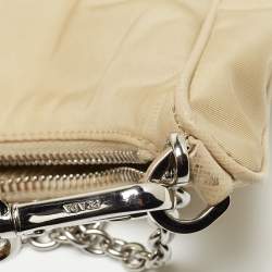 Prada Beige Nylon and Leather Re-Edition 2005 Baguette Bag