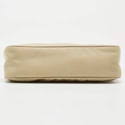 Prada Beige Nylon and Leather Re-Edition 2005 Baguette Bag