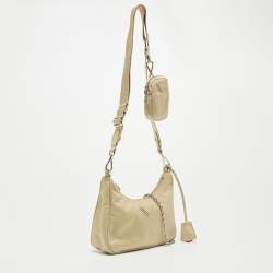 Prada Beige Nylon and Leather Re-Edition 2005 Baguette Bag