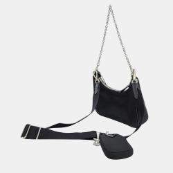 Prada Black Leather Nylon Re Edition Shoulder Bag