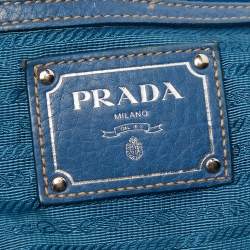 Pre Owned Prada Blue Vitello Daino Leather Tote