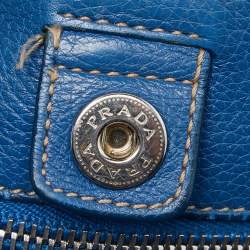 Pre Owned Prada Blue Vitello Daino Leather Tote