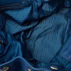 Pre Owned Prada Blue Vitello Daino Leather Tote