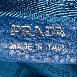 Pre Owned Prada Blue Vitello Daino Leather Tote