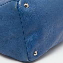 Pre Owned Prada Blue Vitello Daino Leather Tote