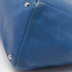 Pre Owned Prada Blue Vitello Daino Leather Tote