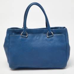 Pre Owned Prada Blue Vitello Daino Leather Tote