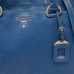 Pre Owned Prada Blue Vitello Daino Leather Tote