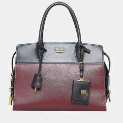 PRADA Baulleto Bag In Black Patent Saffiano Leather