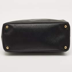 Pre Owned Prada Black Saffiano Leather Medium Double Zip Tote