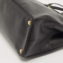 Pre Owned Prada Black Saffiano Leather Medium Double Zip Tote