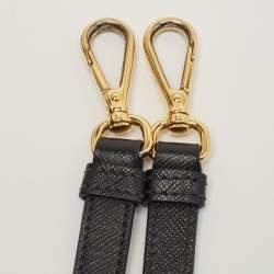 Pre Owned Prada Black Saffiano Leather Medium Double Zip Tote