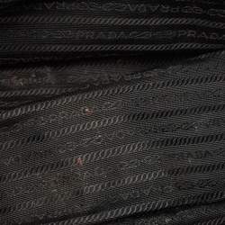 Pre Owned Prada Black Saffiano Leather Medium Double Zip Tote