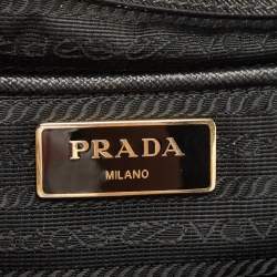Pre Owned Prada Black Saffiano Leather Medium Double Zip Tote