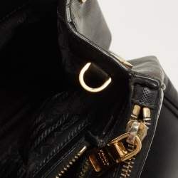 Pre Owned Prada Black Saffiano Leather Medium Double Zip Tote