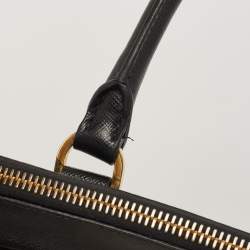 Pre Owned Prada Black Saffiano Lux Leather Galleria Double Zip Tote
