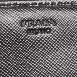 Pre Owned Prada Black Saffiano Lux Leather Flap Continental Wallet