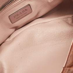 Pre Owned Prada Brown Leather Rhinestones Embellished Flap Bag