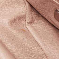 Pre Owned Prada Brown Leather Rhinestones Embellished Flap Bag