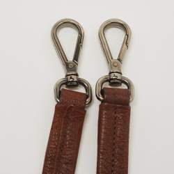 Pre Owned Prada Brown Leather Rhinestones Embellished Flap Bag