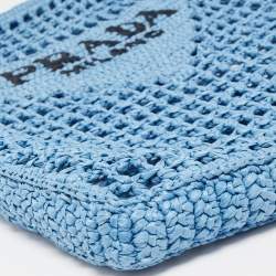 Pre Owned Prada Light Blue Straw Crochet Tote