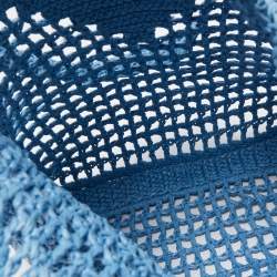 Pre Owned Prada Light Blue Straw Crochet Tote