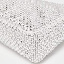 Pre Owned Prada White Fabric Crystal Re-Edition 2000 Baguette Bag