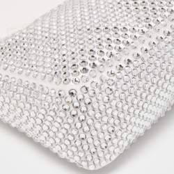 Pre Owned Prada White Fabric Crystal Re-Edition 2000 Baguette Bag