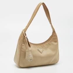 Pre Owned Prada Beige Tessuto Nylon Re-Edition 2000 Shoulder Bag