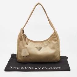 Pre Owned Prada Beige Tessuto Nylon Re-Edition 2000 Shoulder Bag